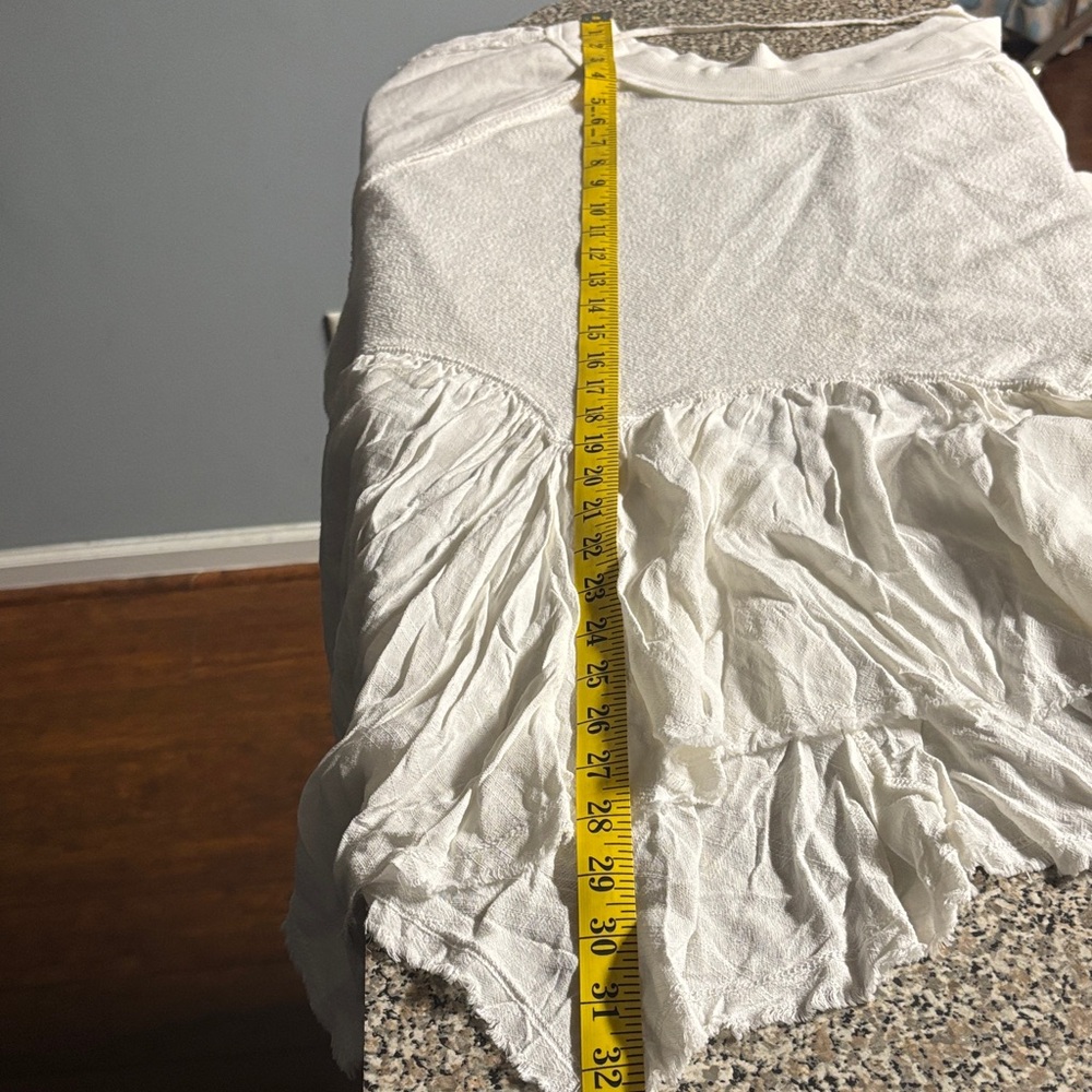 Free People Gold Duster Ivory Cream oversized asymmetrical Sweatshirt NWOT - Picture 6 of 9